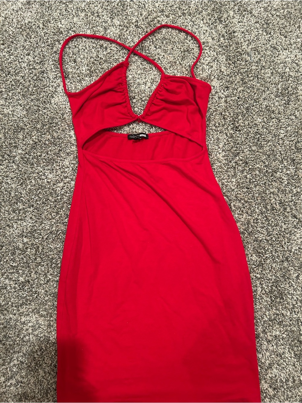 Fashion Nova Red Strapless Cutout Midi Dress